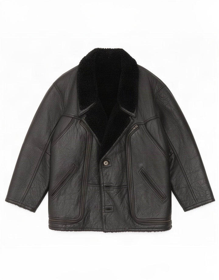 Jaqueta masculina vintage Shearling IT 48 média preta