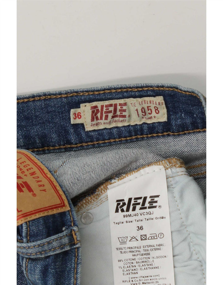 Rifle Mens Straight Jeans W36 L28 Azul Algodão