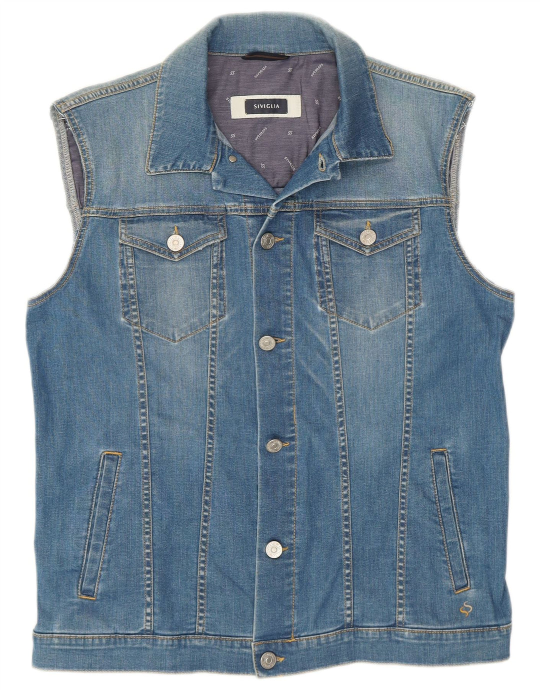 Colete jeans masculino SIVIGLIA UK 38 azul médio