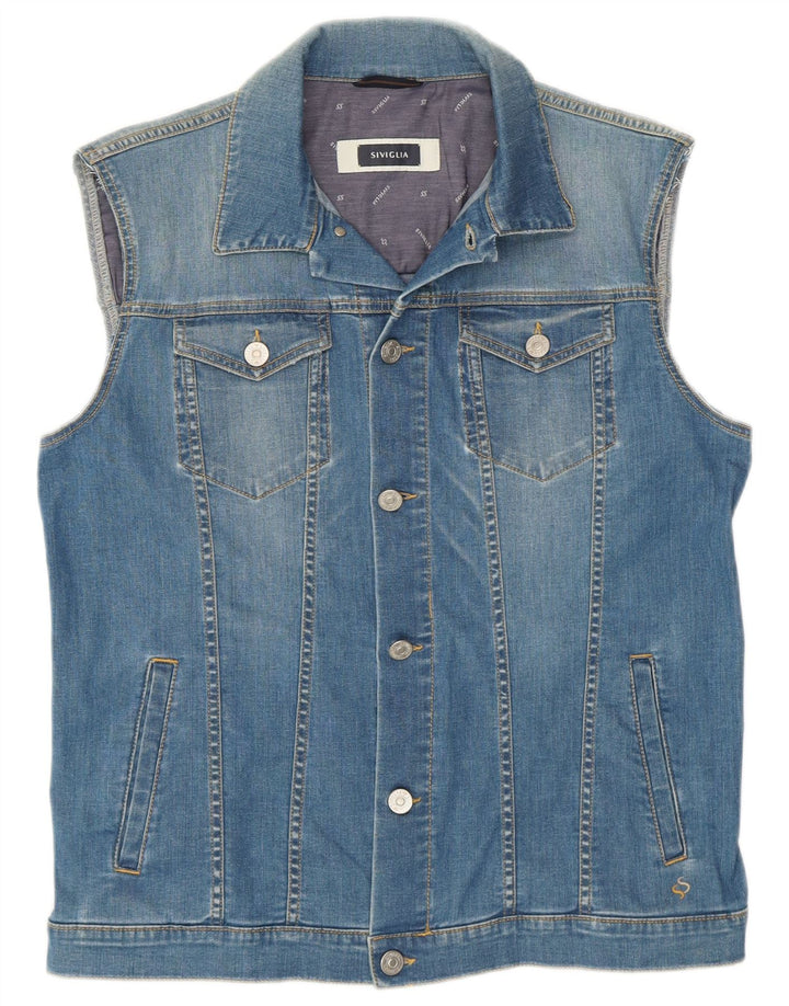 Colete jeans masculino SIVIGLIA UK 38 azul médio