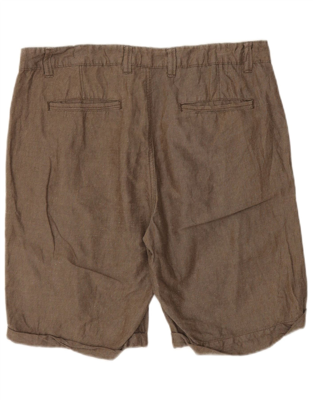 Dack's Mens Chino Shorts IT 50 Grande W34 Verde Riscas de Linho