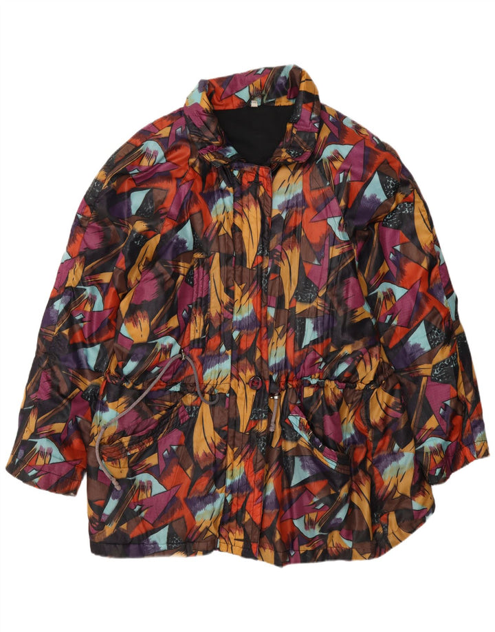 Jaqueta corta-vento feminina vintage EU 44 XL multicolorido geométrico