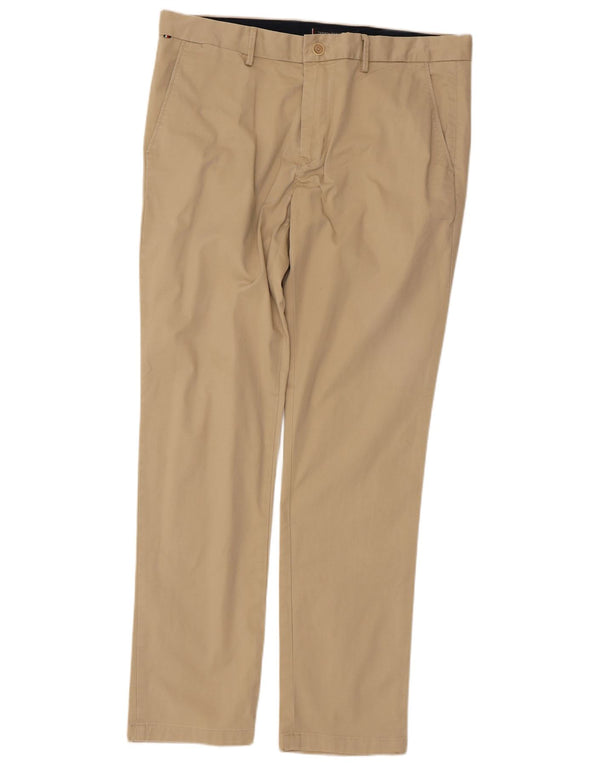 Tommy Hilfiger Mens Slim Chino Calças W36 L32 Algodão Bege