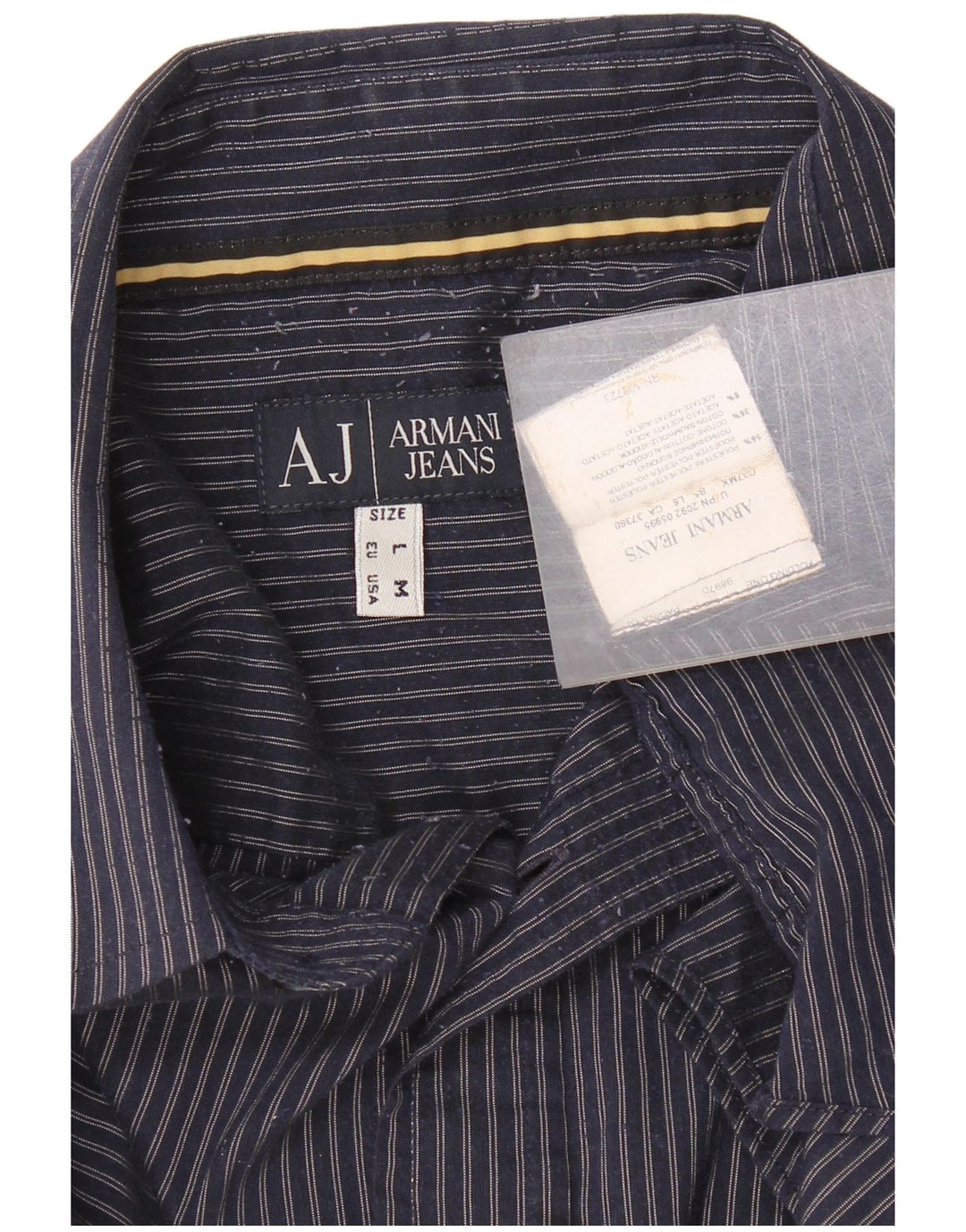 Camisa masculina Armani xadrez regular fit grande poliéster listrado azul marinho