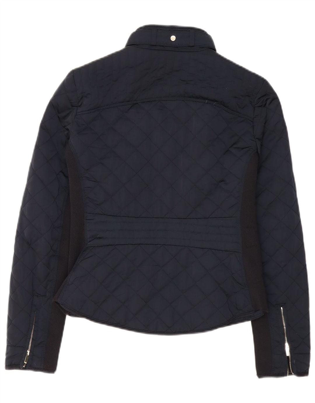 Jaqueta acolchoada feminina Zara UK 10 poliéster colorblock azul marinho pequeno