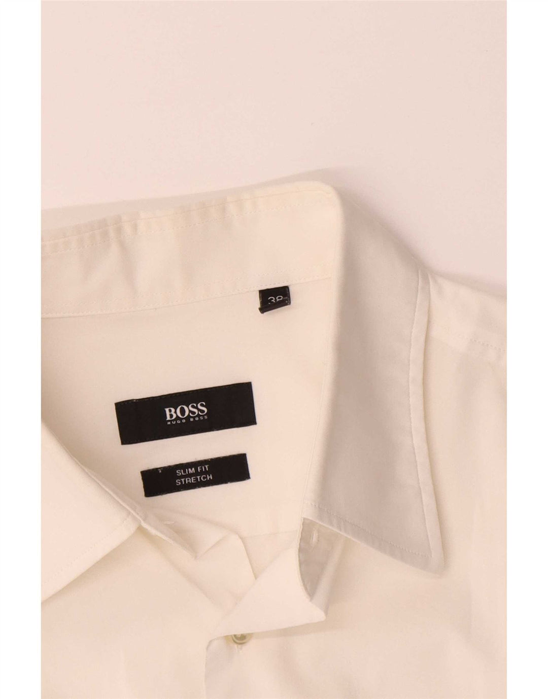 Camisa masculina Hugo Boss Stretch Slim Fit tamanho 38 15 algodão branco médio