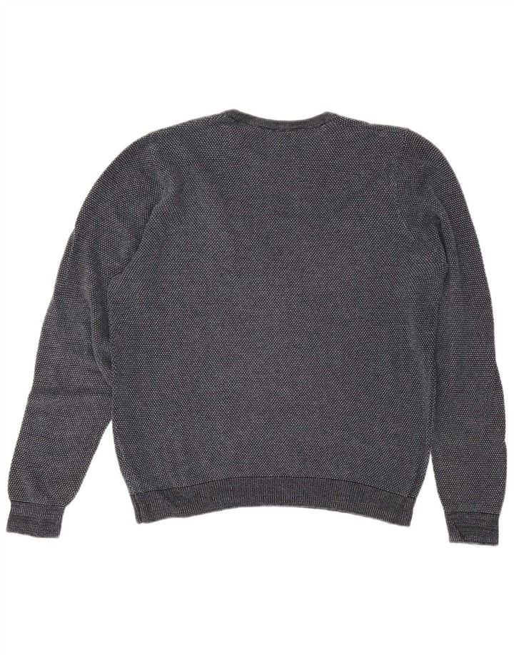 Suéter masculino MARKS & SPENCER com gola redonda e algodão cinza médio