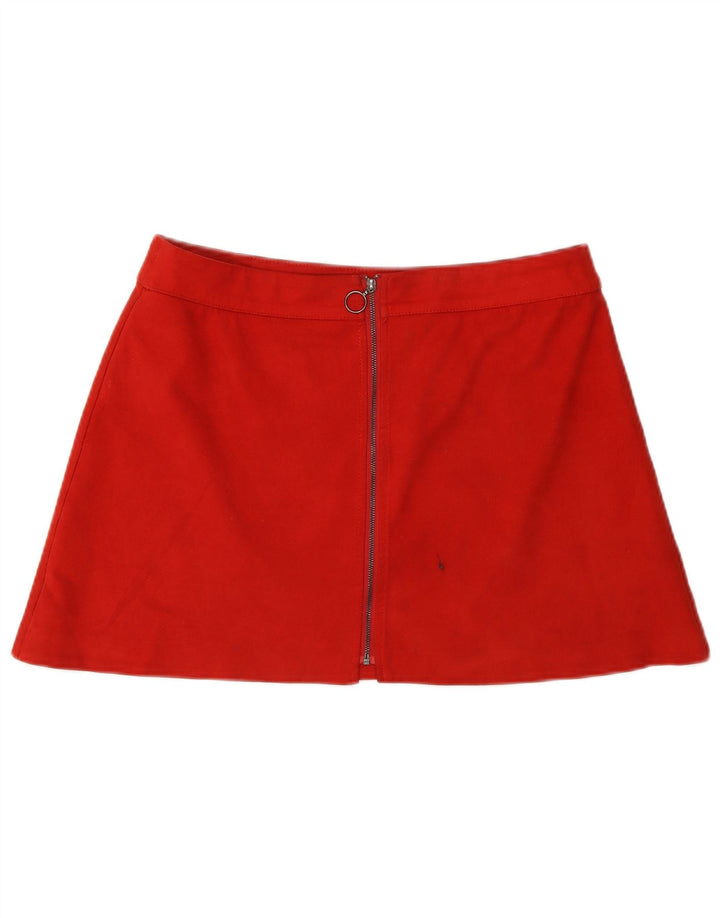 Zara Womens Trafaluc Mini Saia Grande W32 Poliéster Vermelho
