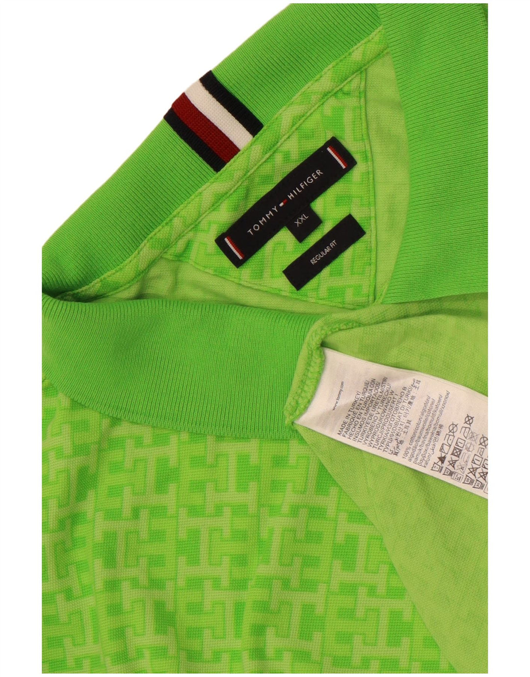 Camisa polo masculina Tommy Hilfiger Graphic Regular Fit 2XL algodão verde