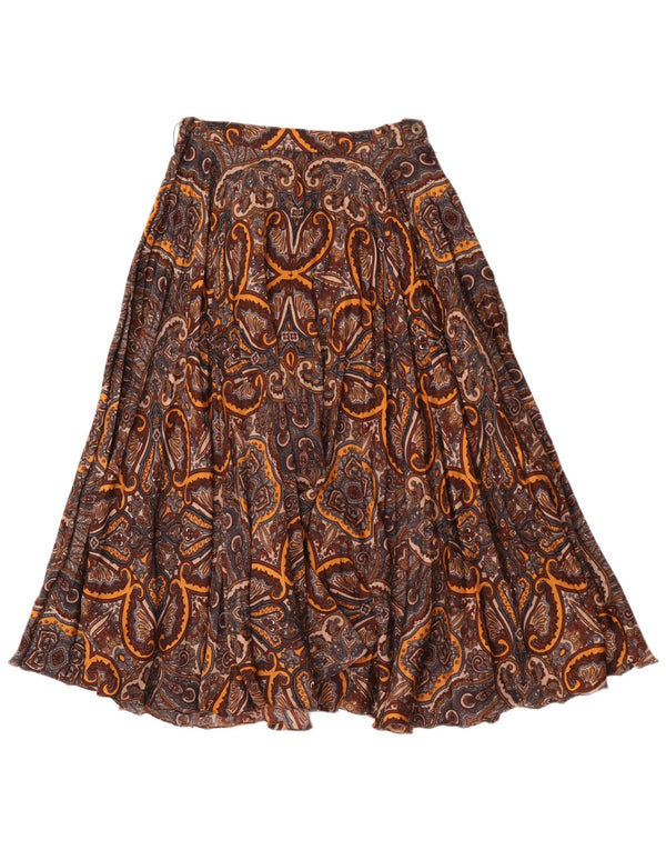 Saia larga feminina vintage W26 pequena marrom Paisley