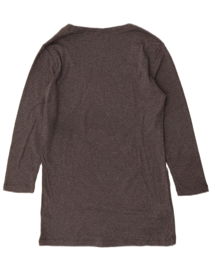 EDDIE BAUER Top feminino manga 3/4 Reino Unido 12 algodão cinza médio