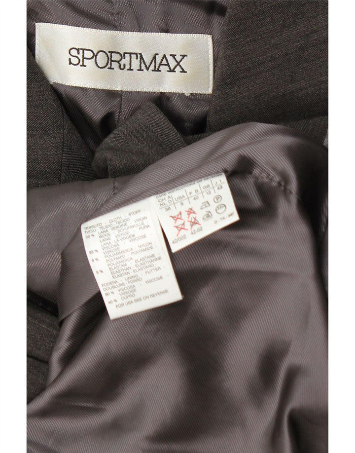 Jaqueta blazer feminina Sportmax com peito duplo Reino Unido 12 listrado cinza médio