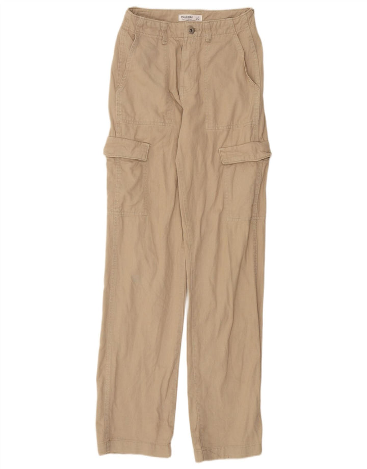 Calça cargo feminina reta PULL & BEAR EU 34 2XS W24 L33 algodão bege