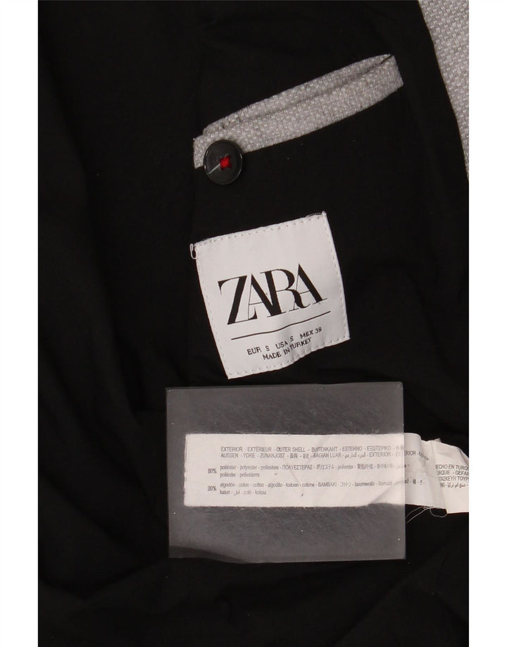 Jaqueta blazer masculina Zara com 2 botões UK 36 poliéster cinza pequeno
