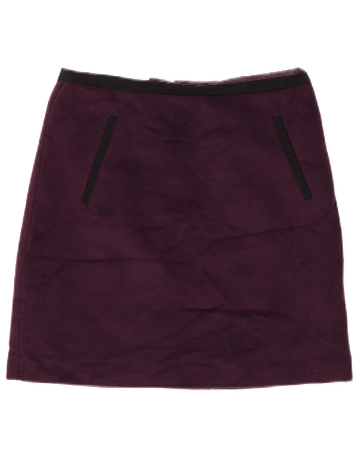 Minissaia feminina MARKS & SPENCER Reino Unido 10 pequena W28 poliéster roxo