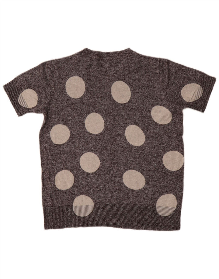 Suéter feminino Marks & Spencer com gola redonda, 8 pequenas bolinhas cinza