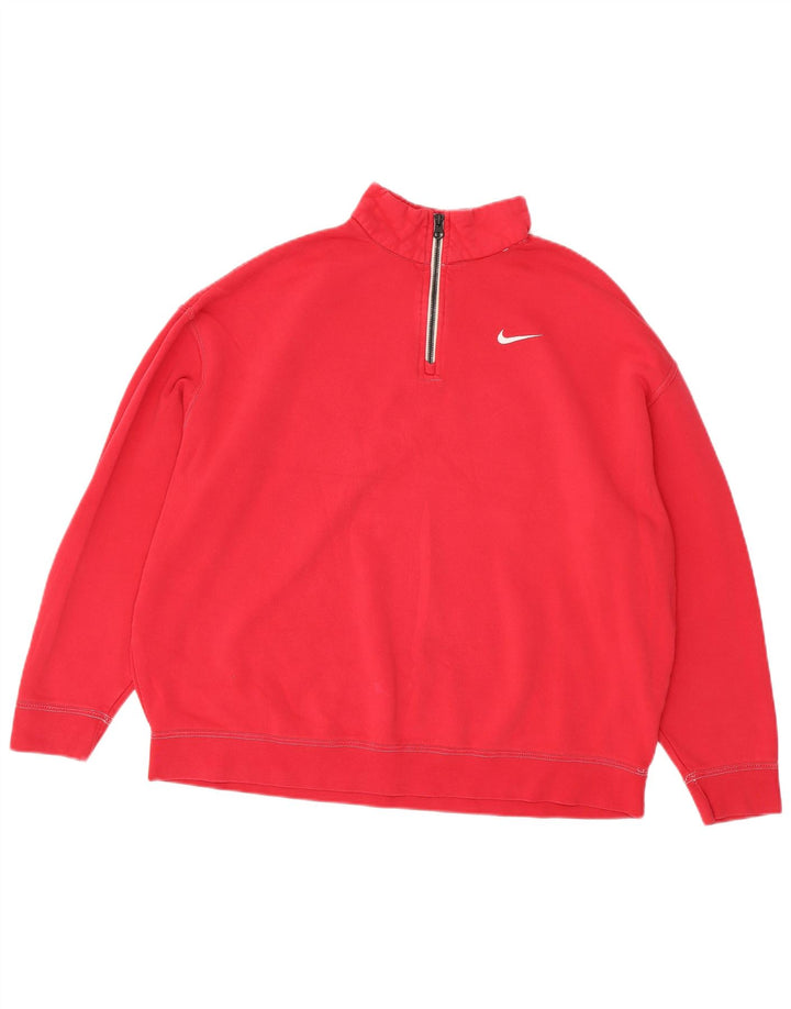 Moletom feminino Nike com zíper e gola alta, suéter UK 14, médio, rosa, algodão