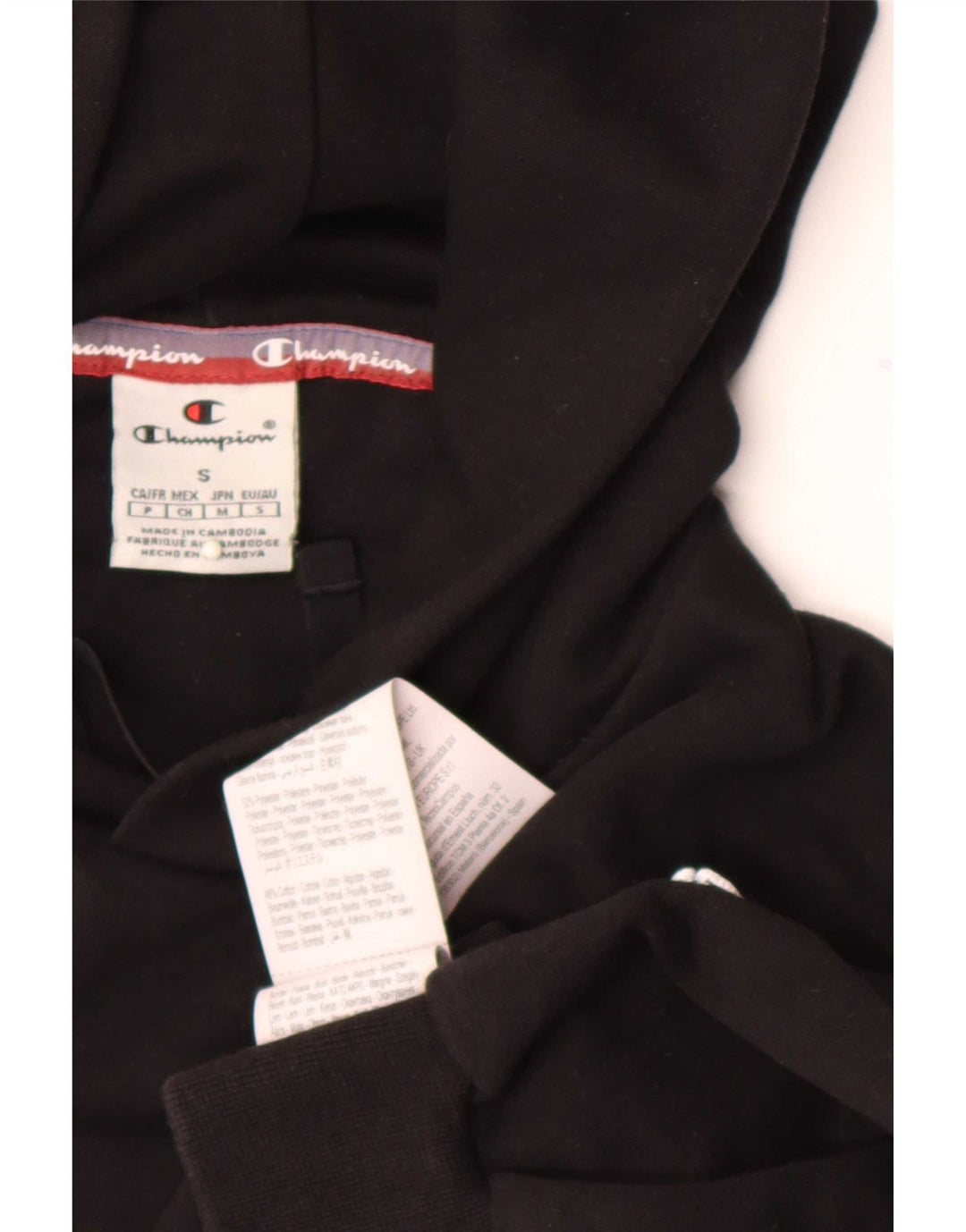 Jumper com capuz gráfico masculino Champion pequeno preto poliéster