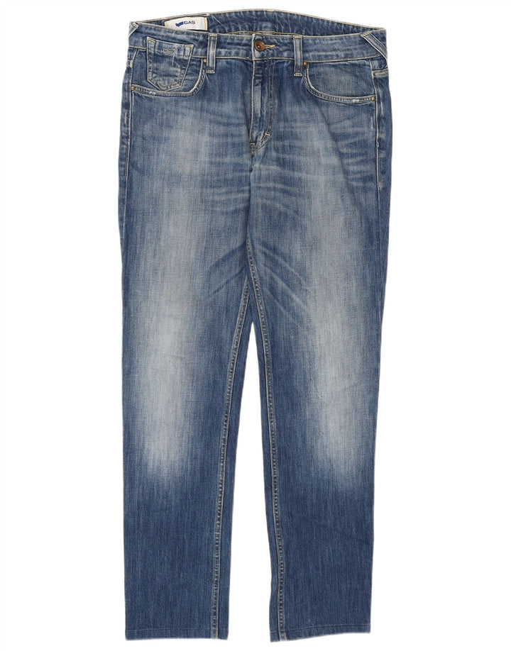 Gas Mens Slim Jeans W32 L30 Azul Algodão