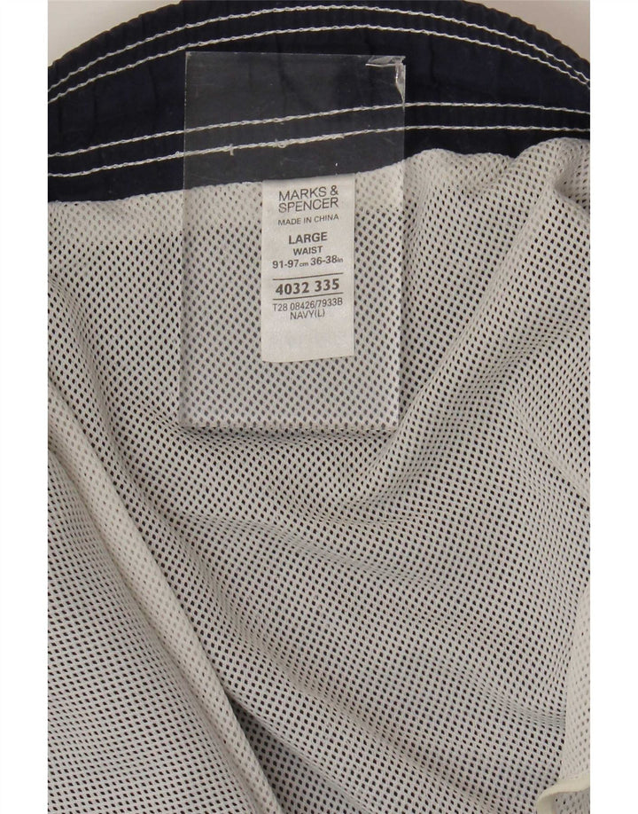 Shorts de natação masculino Marks & Spencer grande poliéster azul marinho