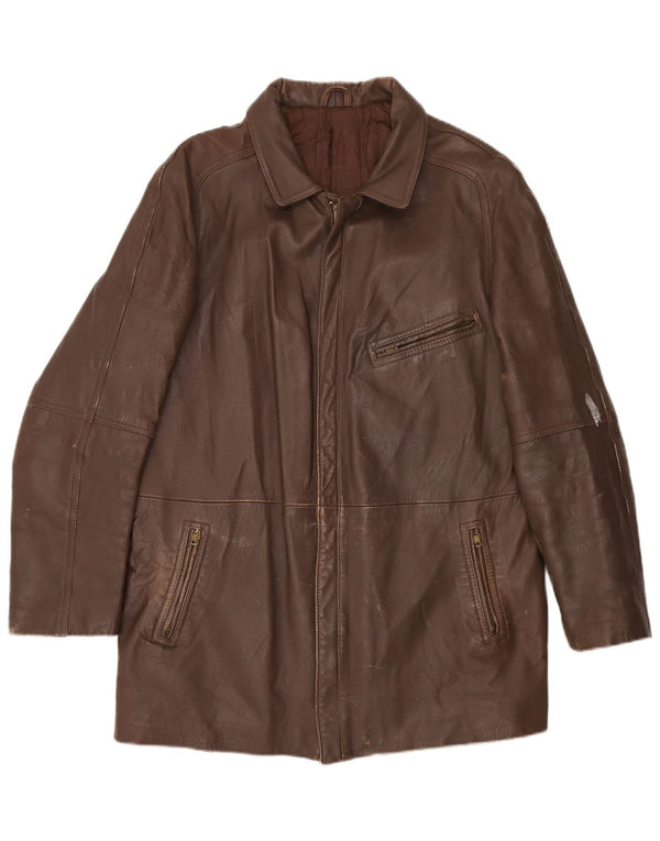 Jaqueta de couro masculina vintage IT 52 XL couro marrom