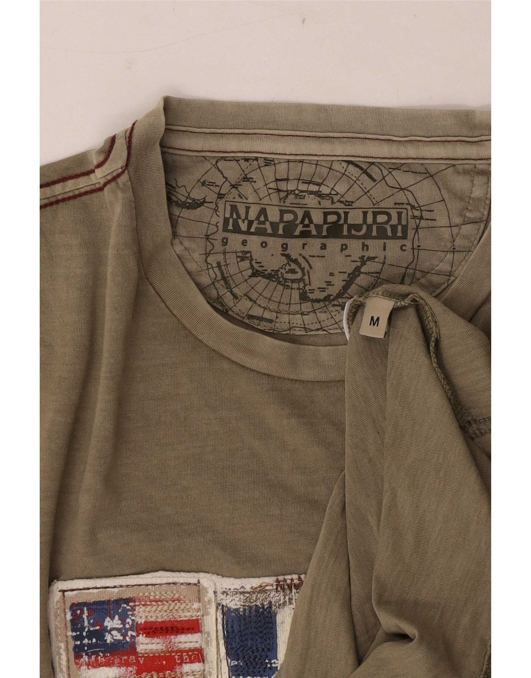Camiseta masculina com estampa geográfica Napapijri Top médio cáqui