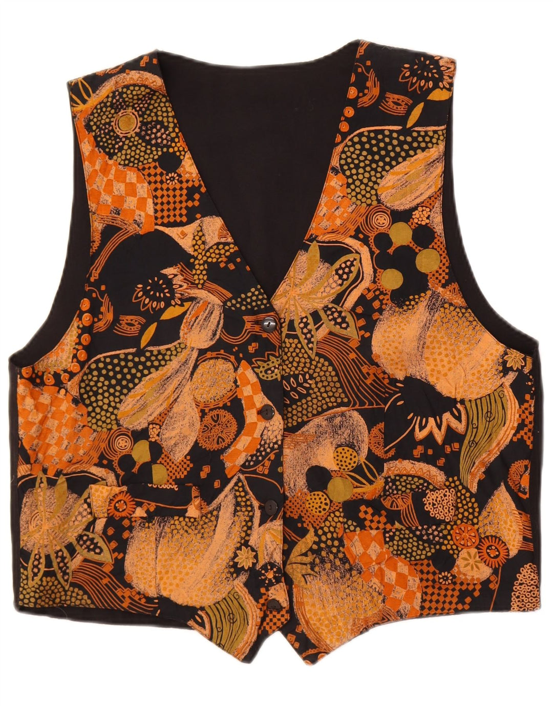 Colete feminino vintage UK 18 XL preto floral