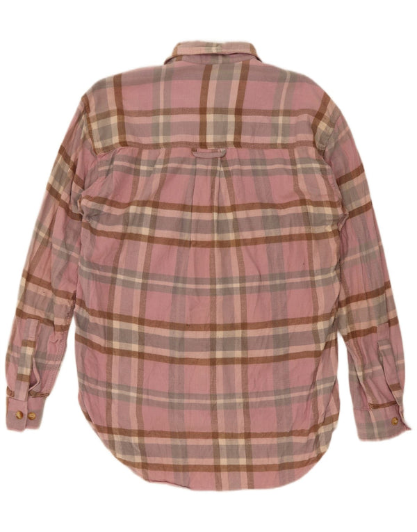 Camisa masculina vintage de flanela XL rosa algodão xadrez