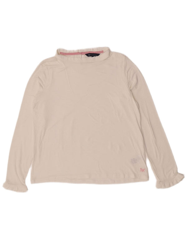Crew Clothing Womens Top Manga Longa UK 12 Médio Branco Modal
