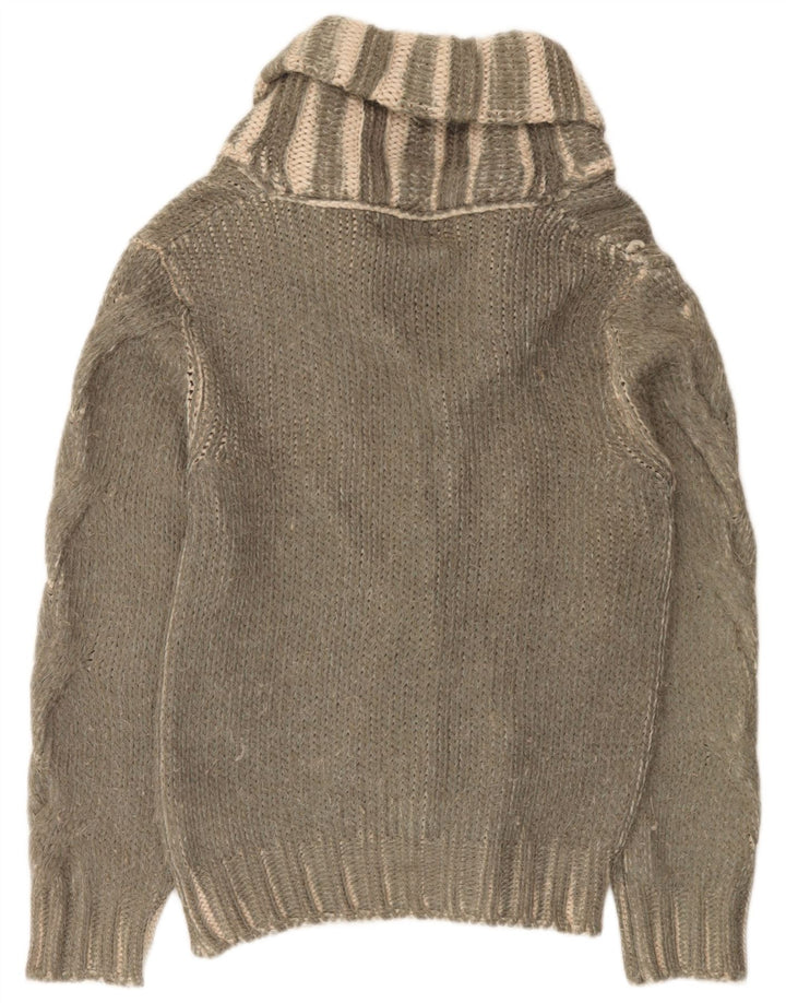 Zara Suéter Cardigan Masculino Médio Acrílico Listrado Cáqui
