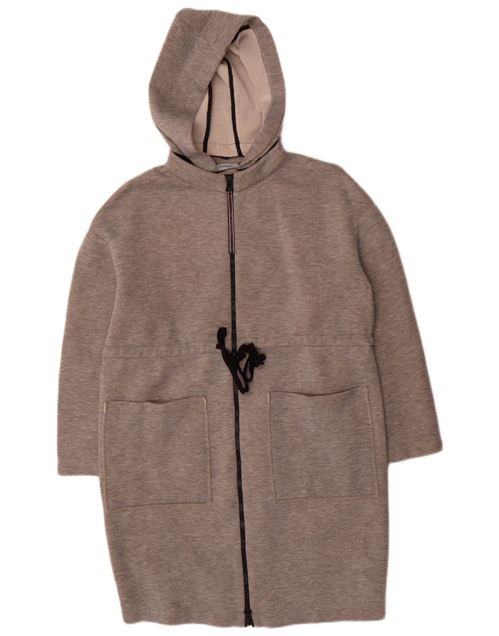 Sobretudo feminino oversized com capuz Max & Co. Reino Unido 10 pequeno cinza manchado modal
