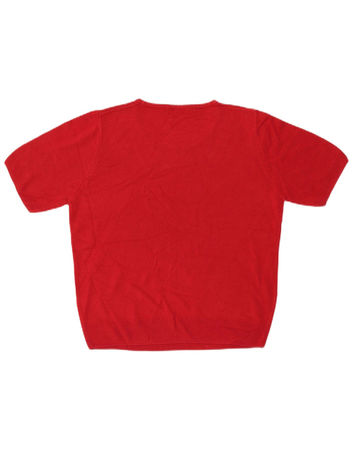 Suéter feminino Marks & Spencer com gola redonda Reino Unido 16 grande vermelho