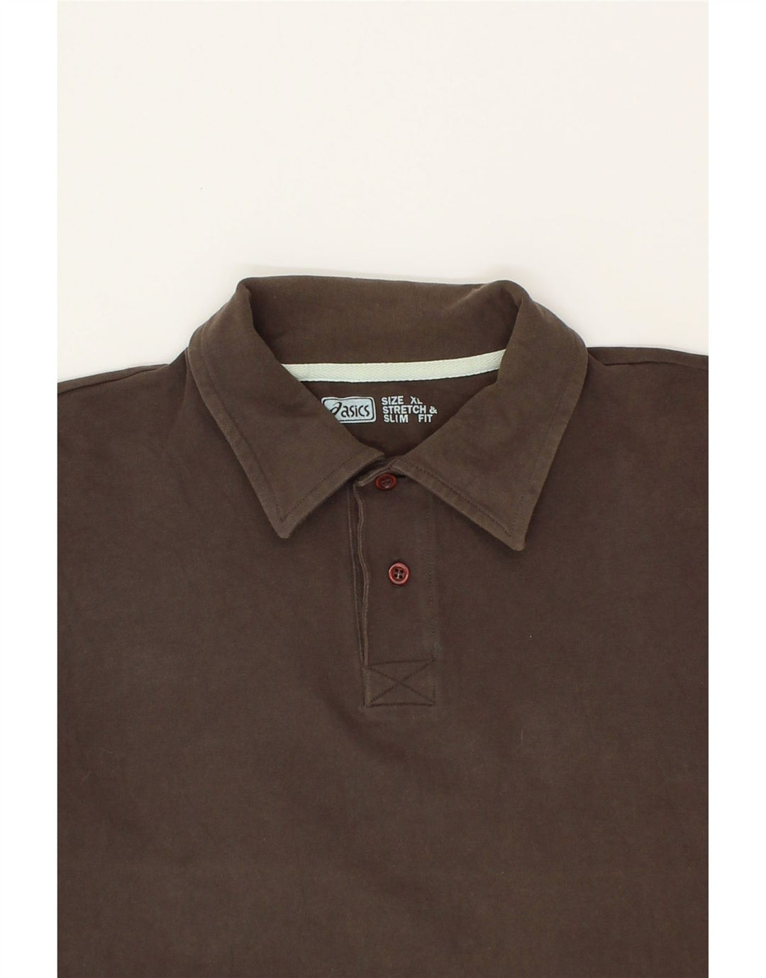 ASICS Mens Stretch Slim Fit Polo Shirt XL Brown Cotton Vintage Asics and Second-Hand Asics from Messina Hembry 