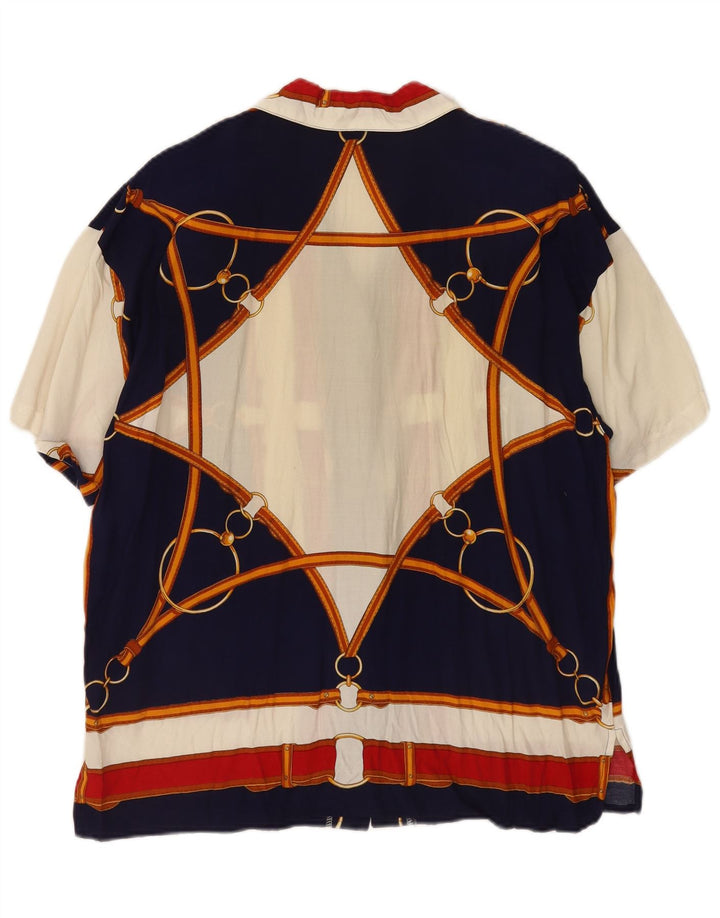 Blusa feminina VINTAGE com estampa abstrata UK 18 XL multicolorida