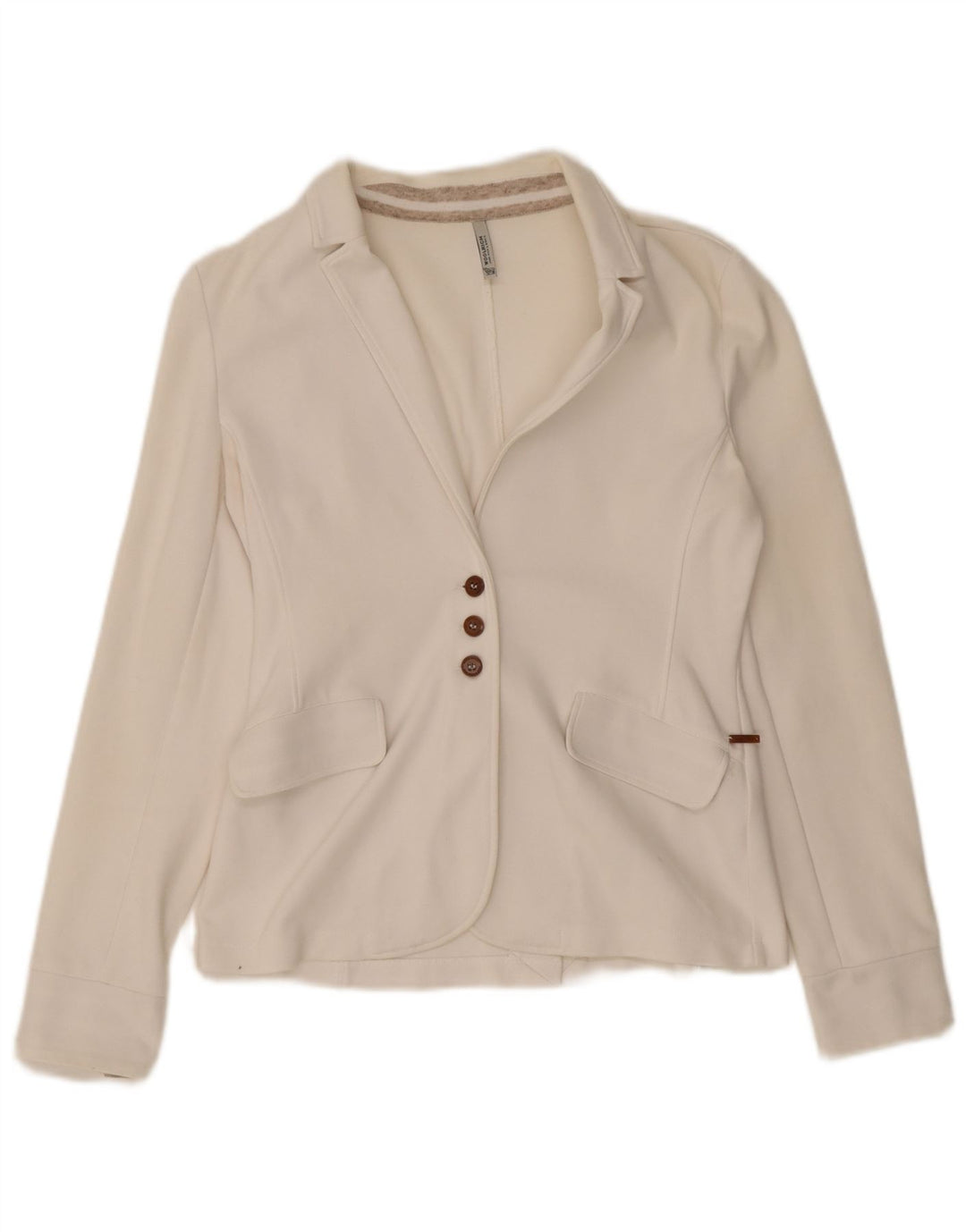 Jaqueta blazer feminina Woolrich com 3 botões Reino Unido 10 algodão branco pequeno