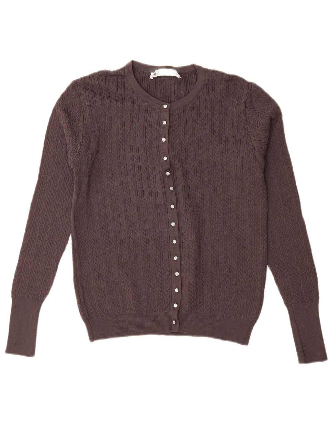 Suéter cardigã feminino Zara Reino Unido 16 grande viscose cinza