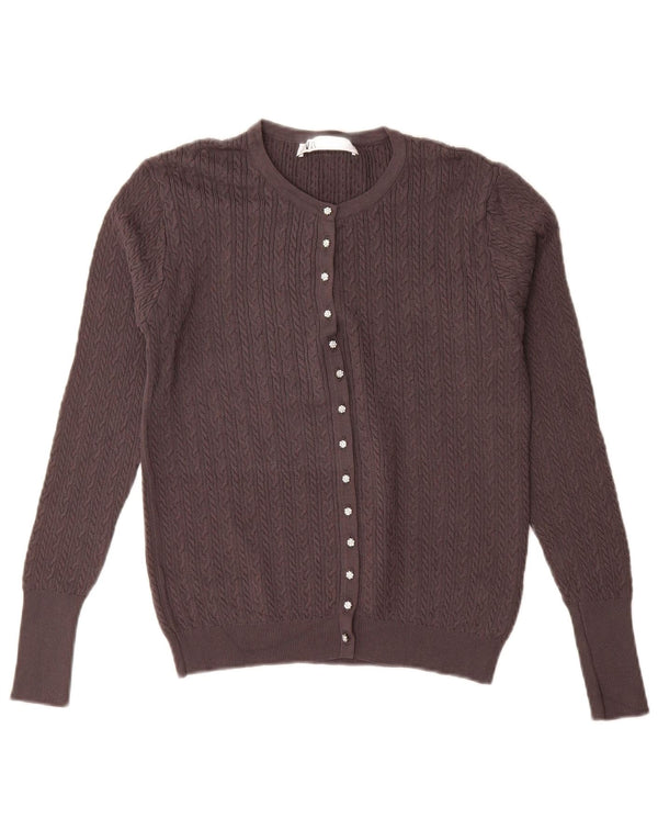 Suéter cardigã feminino Zara Reino Unido 16 grande viscose cinza