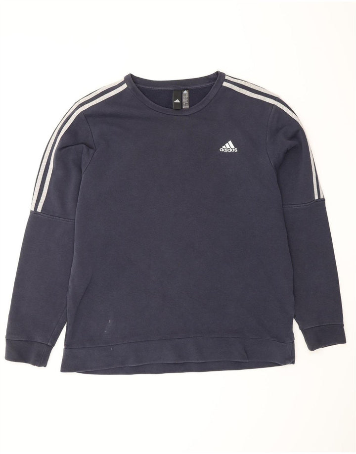 ADIDAS Mens Moletom Jumper Grande Algodão Azul Marinho