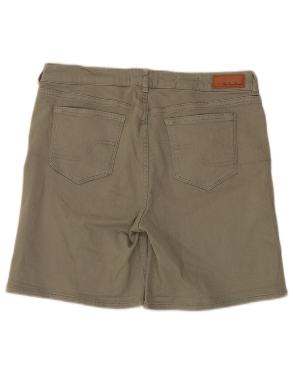 Shorts jeans feminino Fat Face UK 12 médio W32 algodão cáqui