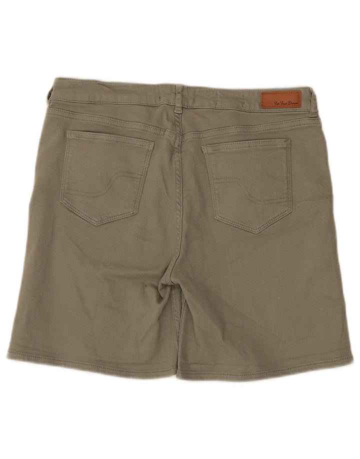 Shorts jeans feminino Fat Face UK 12 médio W32 algodão cáqui