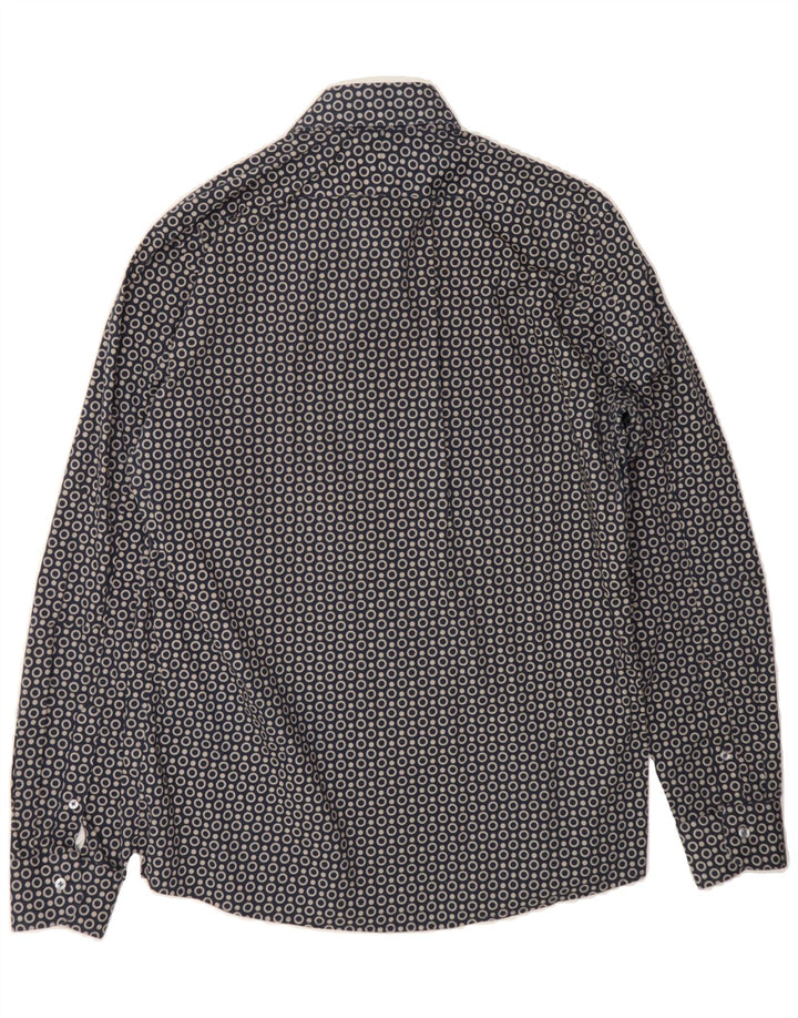 UNGARO Mens Shirt Size 16 Large Navy Blue Polka Dot Cotton Vintage Ungaro and Second-Hand Ungaro from Messina Hembry 