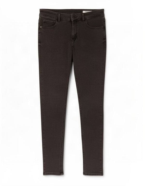 Calça jeans skinny feminina Marks & Spencer Reino Unido 12 médio W30 L25 algodão preto