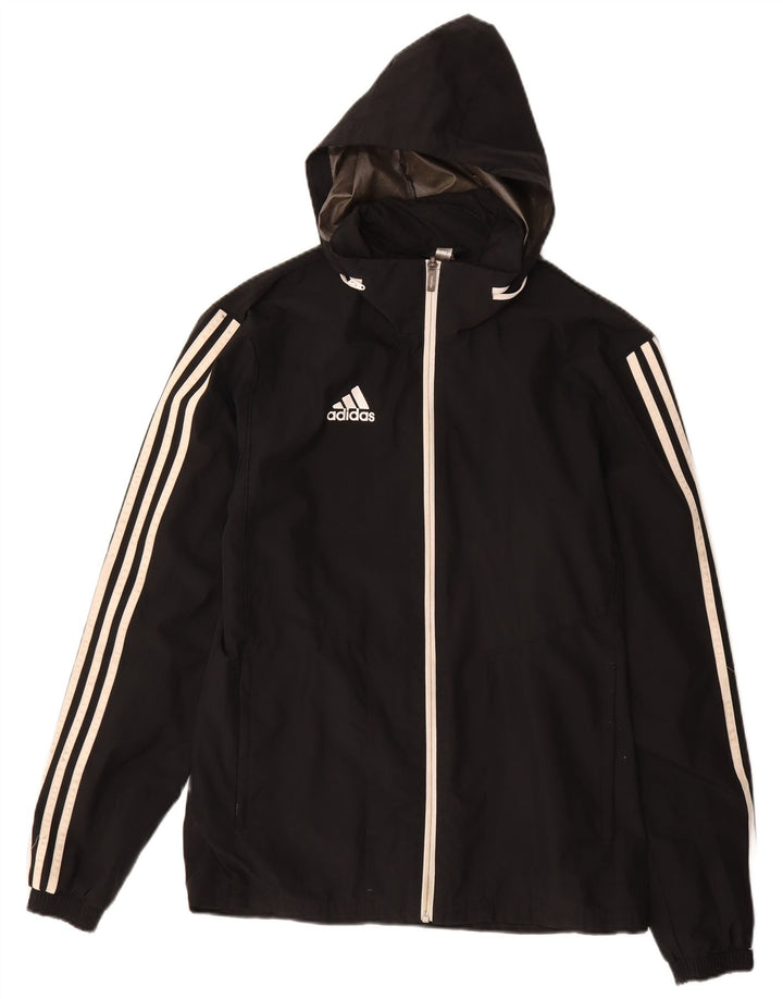 Jaqueta masculina Adidas com capuz e jaqueta pequena de poliéster preto