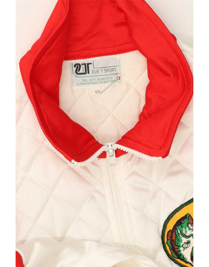 Jaqueta superior de agasalho gráfico masculino vintage IT 48 bloco de cor branco médio