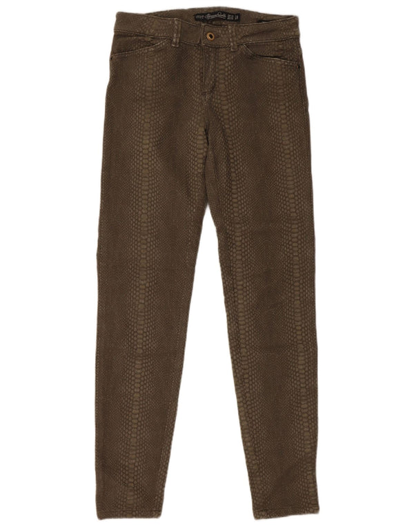 Zara Calça feminina casual Trafaluc EU 36 XS W26 L30 cáqui estampa animal