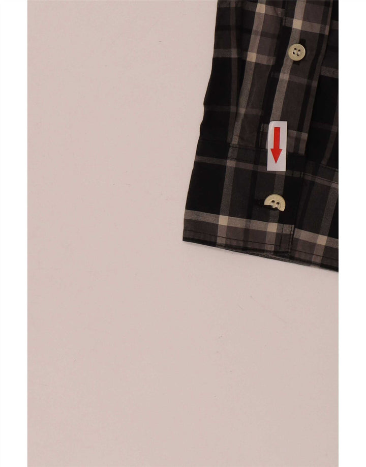 Camisa masculina Lyle & Scott pequena xadrez preta de algodão