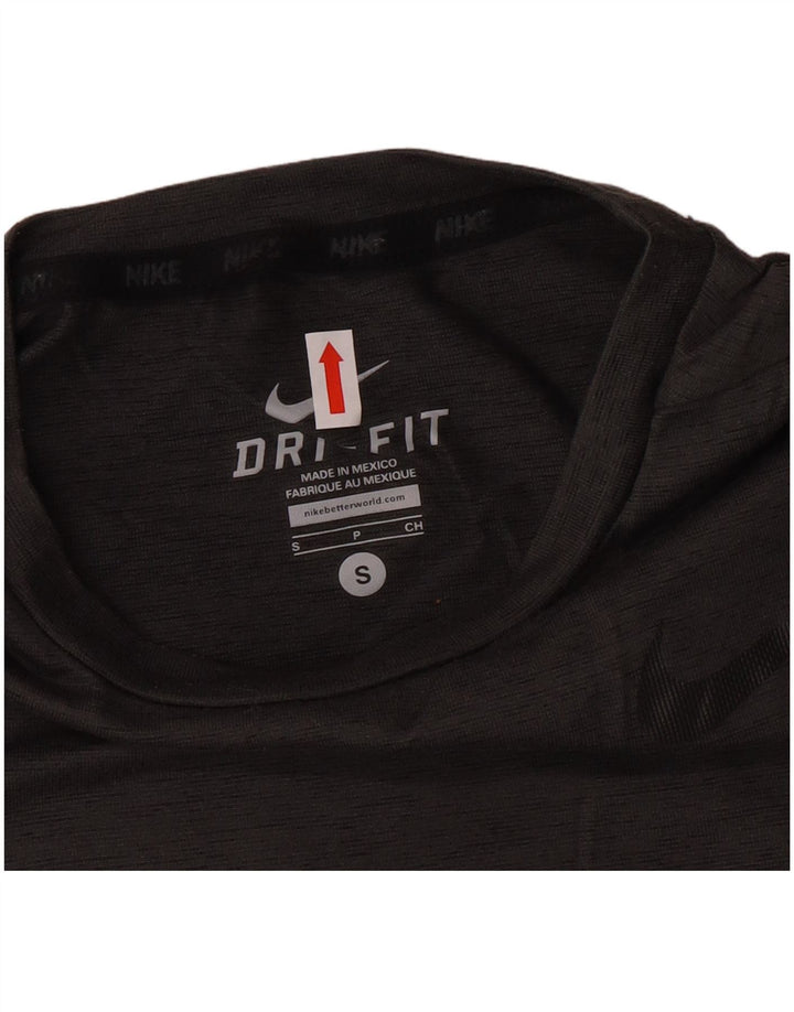Camiseta masculina Nike Dri Fit Top pequena cinza manchada de poliéster