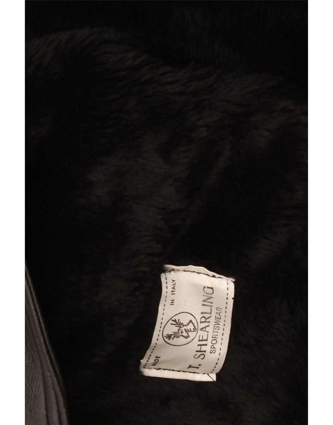 Jaqueta masculina vintage de shearling IT 38 Shearling preto médio