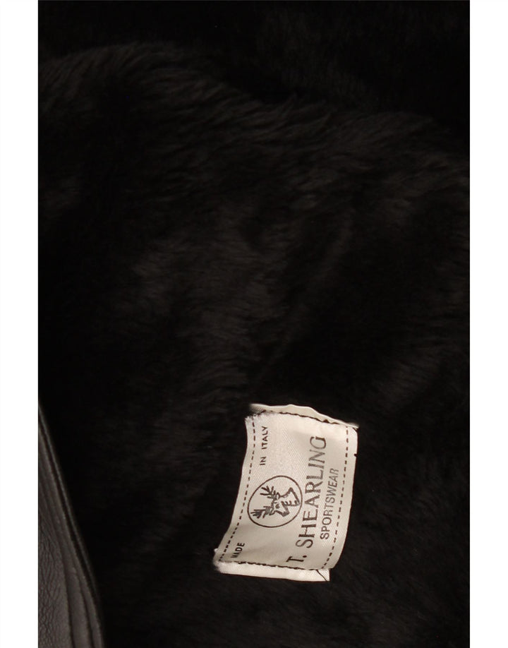 Jaqueta masculina vintage de shearling IT 38 Shearling preto médio