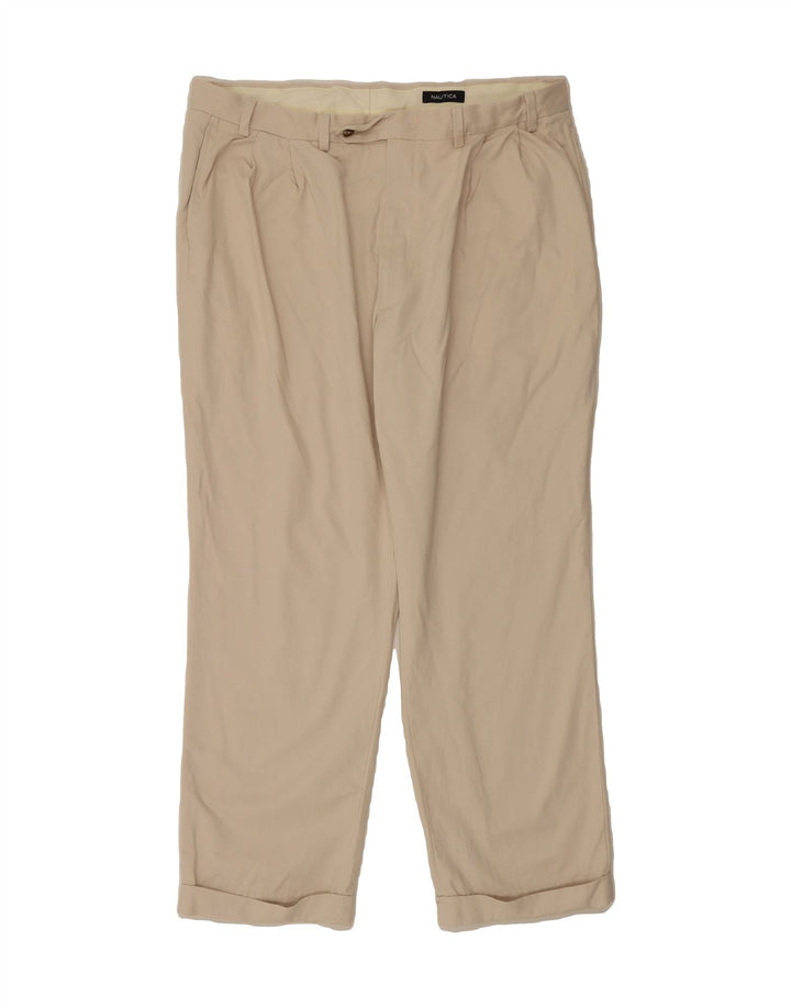 NAUTICA Mens Pegged Suit Trousers W40 L30 Beige Cotton Vintage Nautica and Second-Hand Nautica from Messina Hembry 